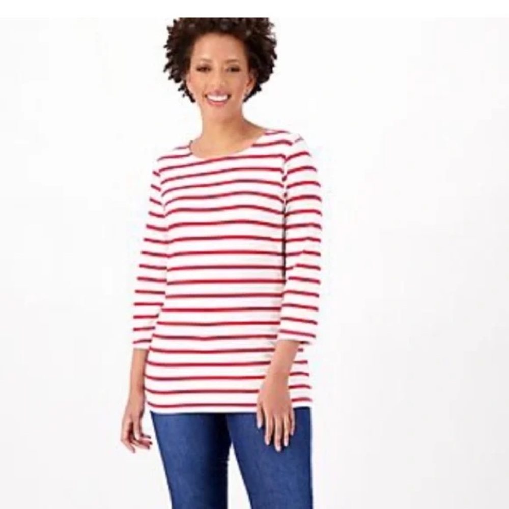 GIRL WITH CURVES Knit Jersey Scoop Neck Tee A591117